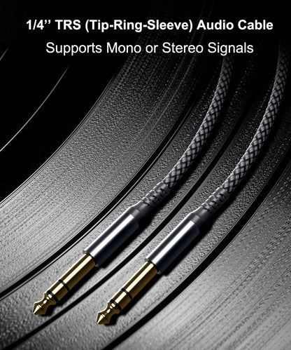 Ruxely 6.35mm TRS Instrument Cable 10FT 2-Pack,Straight 1/4 Inch Male Jack Stereo Audio Interconnect Cord,6.35 Balanced Lead Line for Electric Guitar,Bass,Keyboard,Mixer,Amplifier,Amp,Speaker,Equalizer