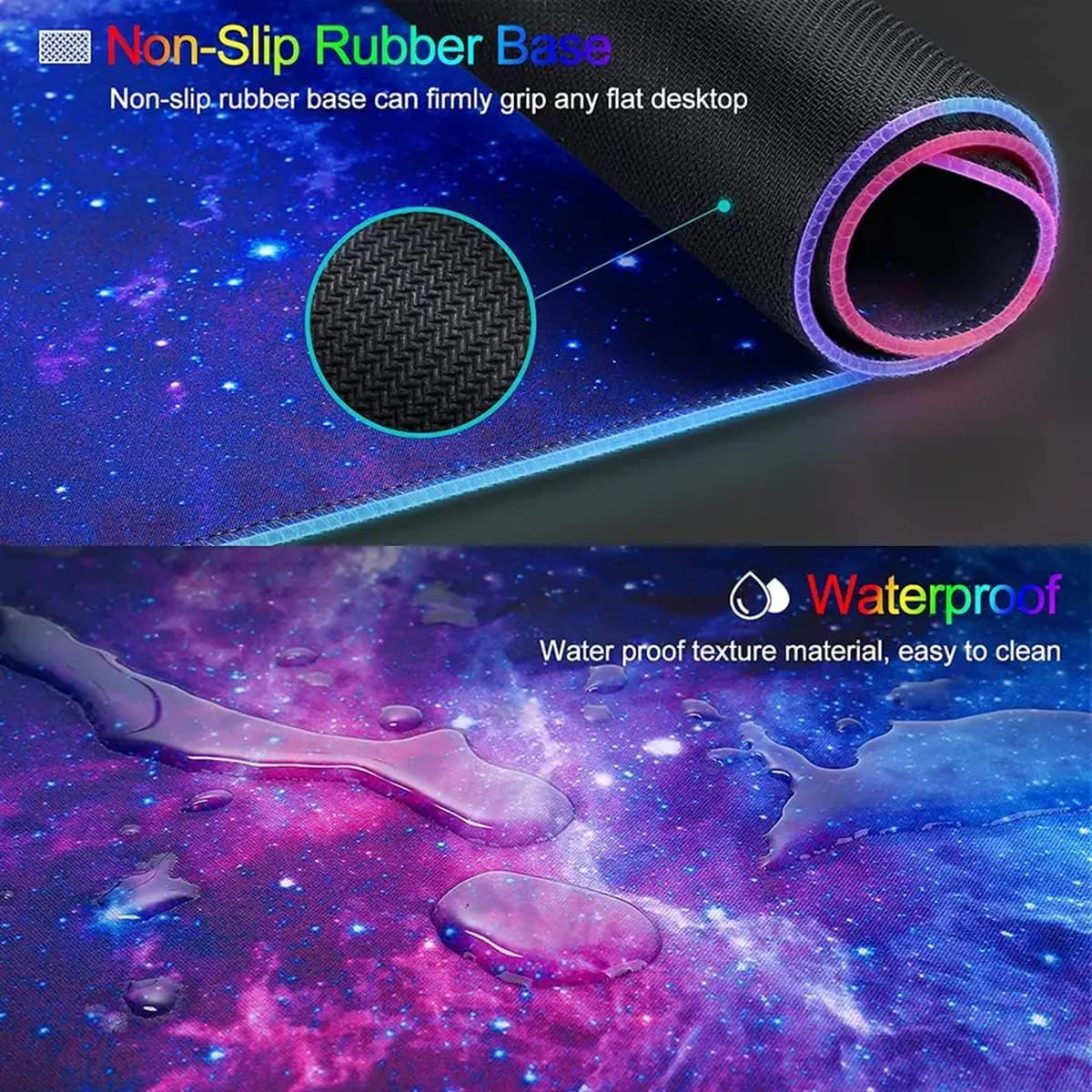 RGB Gaming Mouse Pad - Mousepad, XXL Extended 12 LED Modes Mouse Mat Non-Slip Rubber Base, Large Computer Keyboard Mousepad for Computers, PC, Laptop and Office, Desk Pad 31.5X 11.8in