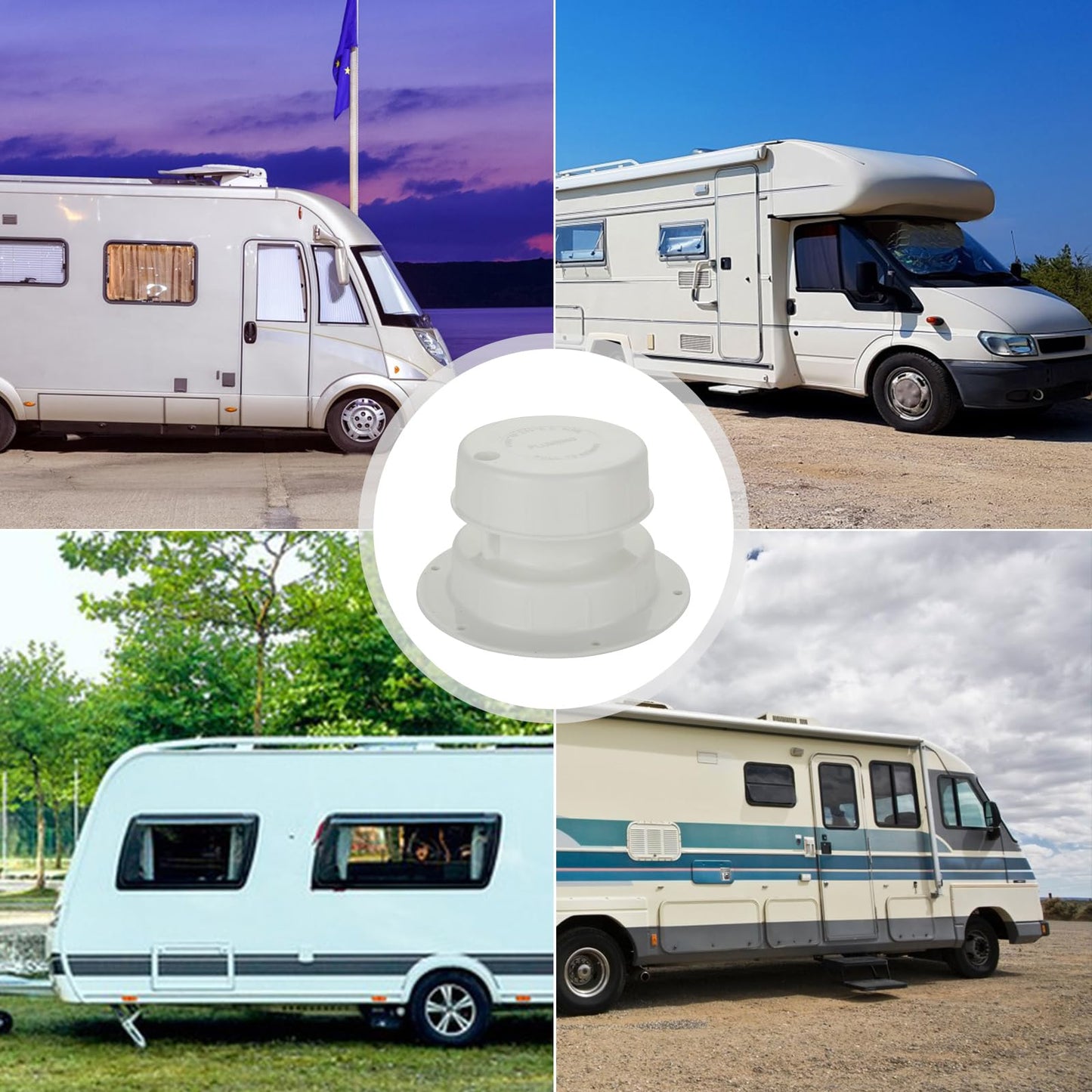 Acrux7 3 PCS RV Roof Vent Cover Caps Replacement for 1 to 2 3/8 Inch Pipe, Plastic Camper RV Plumbing Vent Cap Sewer Ceiling Vent Caps for Trailer Camper Motorhome (White)