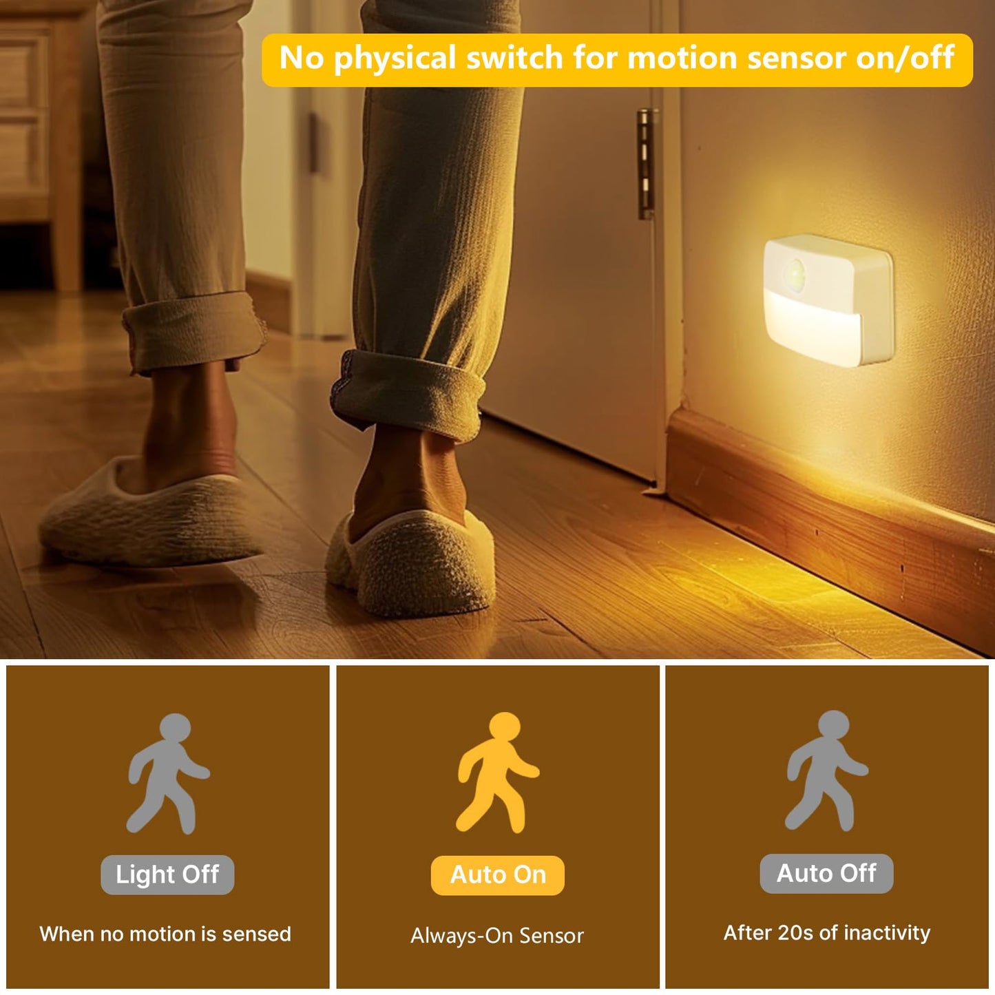 8 Pack Motion Sensor Stair Light for Indoor, Battery Operated Closet Lights, Wireless Stick on Anywhere Hallway Lamp, 40 Lumen 3000K Portable Led Night Lamps for Bedroom Under Cabinet Kitchen