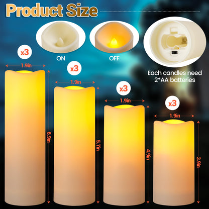 Waterproof Outdoor Candles, flameless LED Battery Candles, 12PCS of high-Temperature Resistant Simulated Candles.