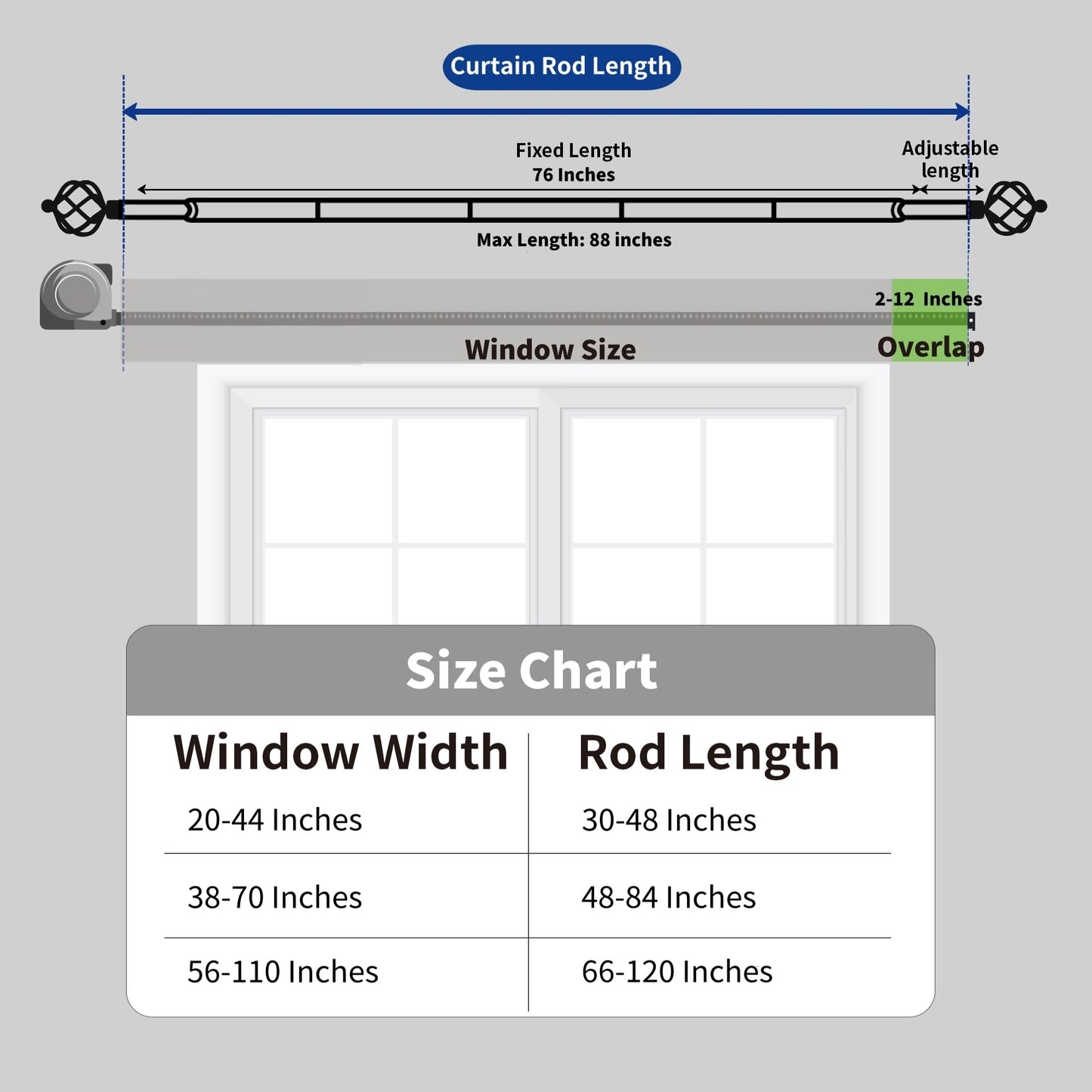 Sharpliving Matte Black Curtain Rod with Brackets 48 to 84 Inch Long, 1 Pack 3/4 Inch Diameter Adjustable Window Drape Rods with Spiral Finials for Sliding Glass Door, Bedroom, Living Room