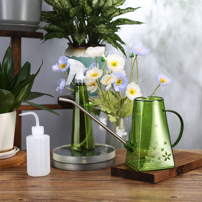 Watering Can, Goowin Watering Can Indoor Plants, Long Spout Small Watering Can for Indoor Outdoor Plants, 47 oz Indoor Plant Watering Can with Bonus 16 oz Spray Bottle & 8.5 oz Squeeze Bottle, Green
