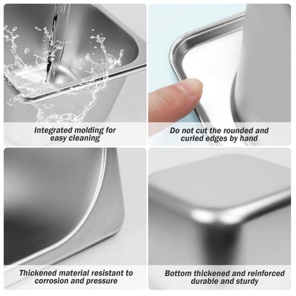 Auch 6 Pack Hotel Pans 1/6 Size 4 Inch Deep, Stainless Steel Steam Table Pan Catering Food Pan Warmer Tray Breading Tray Batter for Hotel, Restaurant, Buffet, Party Catering Supplies