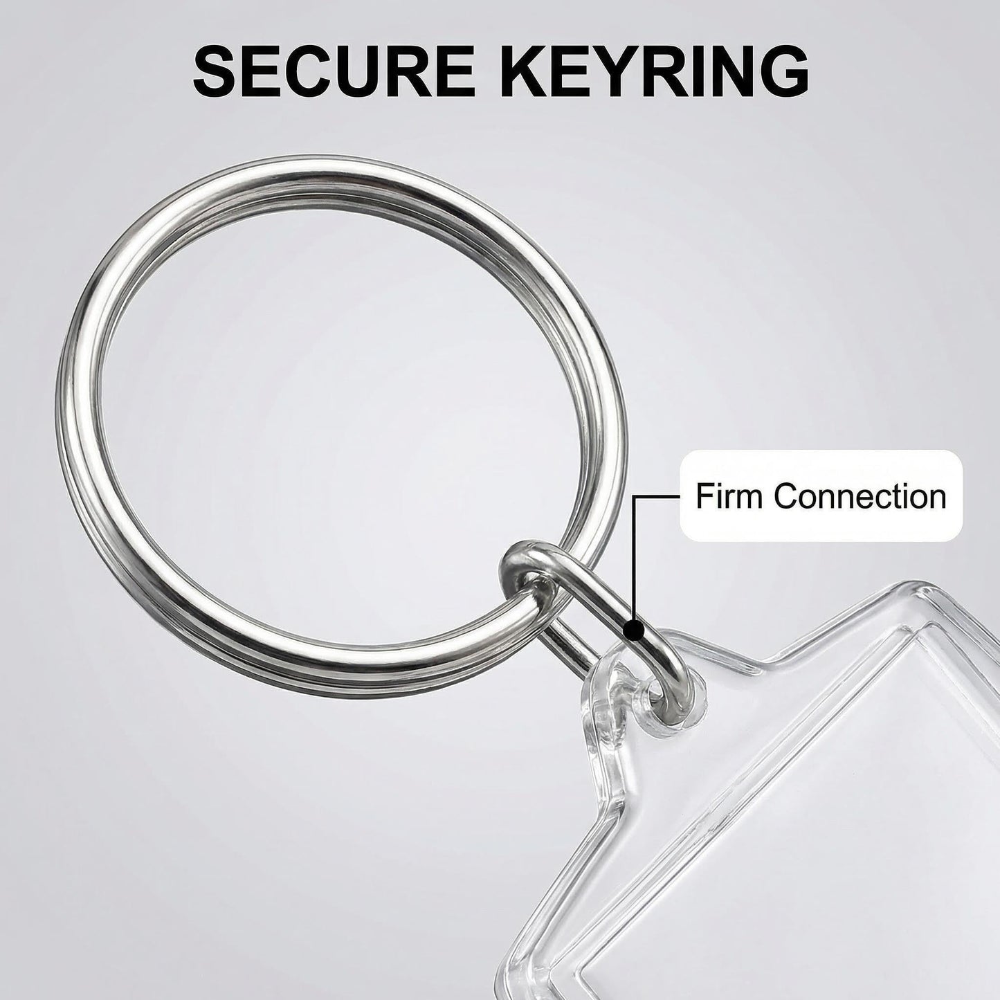 Clear Blank Acrylic Keyrings - Wallet Friendly Picture Frame Key Ring Keychaine For Passport and Photo Insert Pack of 50