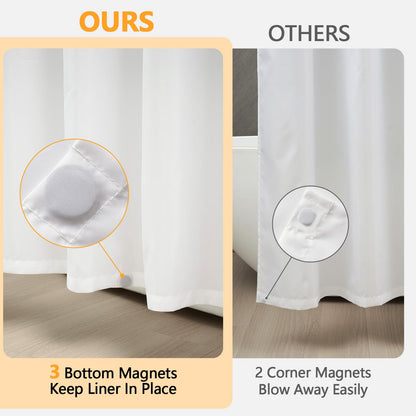 Seenus 84 inch Extra Long Waterproof Fabric Shower Curtain, Long Shower Curtain Liner with 3 Extra-Large Magnets, 72'' x 84'' Machine Washable White Cloth Shower Curtain Lightweight for Bathroom