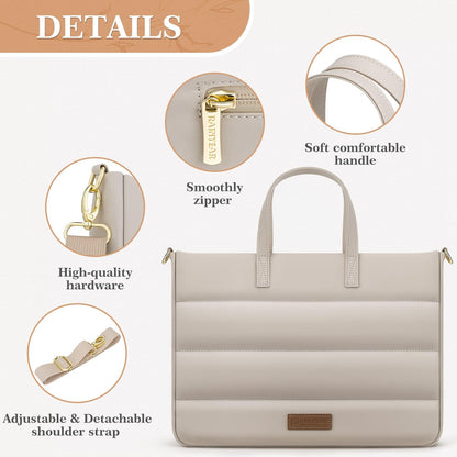 RAINYEAR Laptop Bag for 13-14 Inch MacBook Computer Chromebook Notebook, Protective Padded Waterproof Lightweight Elegant Laptop Bag with Shoulder Strap, Khaki