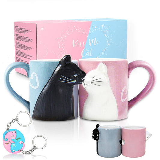 Couple Gifts Cute Kissing Cat Mug Matching Couples Stuff Ceramic Coffee Mugs for Wedding Gifts Anniversary Valentines Engagement Gifts for Couples Cat Lover