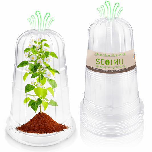 SEOIMU 【10 Pcs】 Upgraded Transparent Garden Cloches for Plants, Reusable Plant Covers, Plant Protectors from Animals for Garden Plants, Plant Covers Freeze Protection