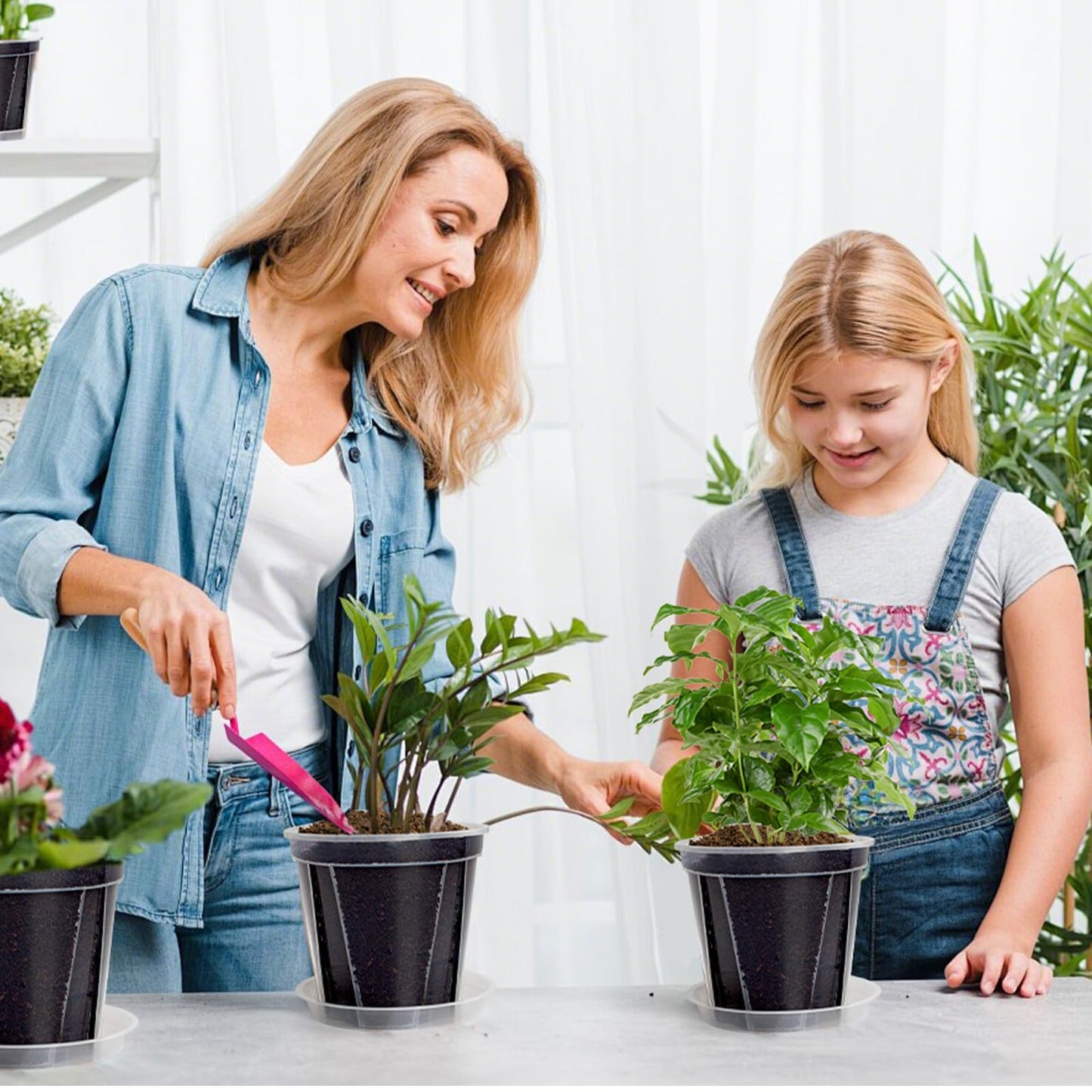 YALIOURS Clear Nursery Pots,10 Pack 6 Inch Clear Plant Pots with Saucer, Transparent Plastic Garden Pots with Drainage Hole for Outdoor Indoor Plants Flower, Succulent