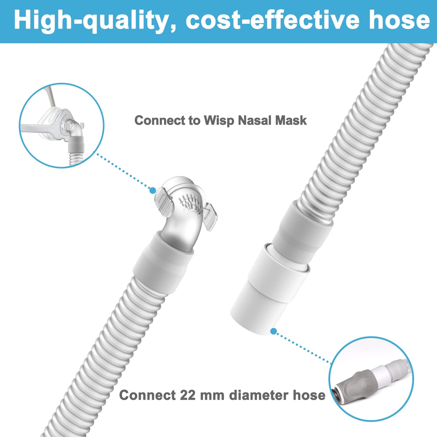 2 Packs Replacement Tubing Assembly Compatible with Respironics WISP, Only Short Tube with Elbow and Swivel, Quick Release& Noise Free