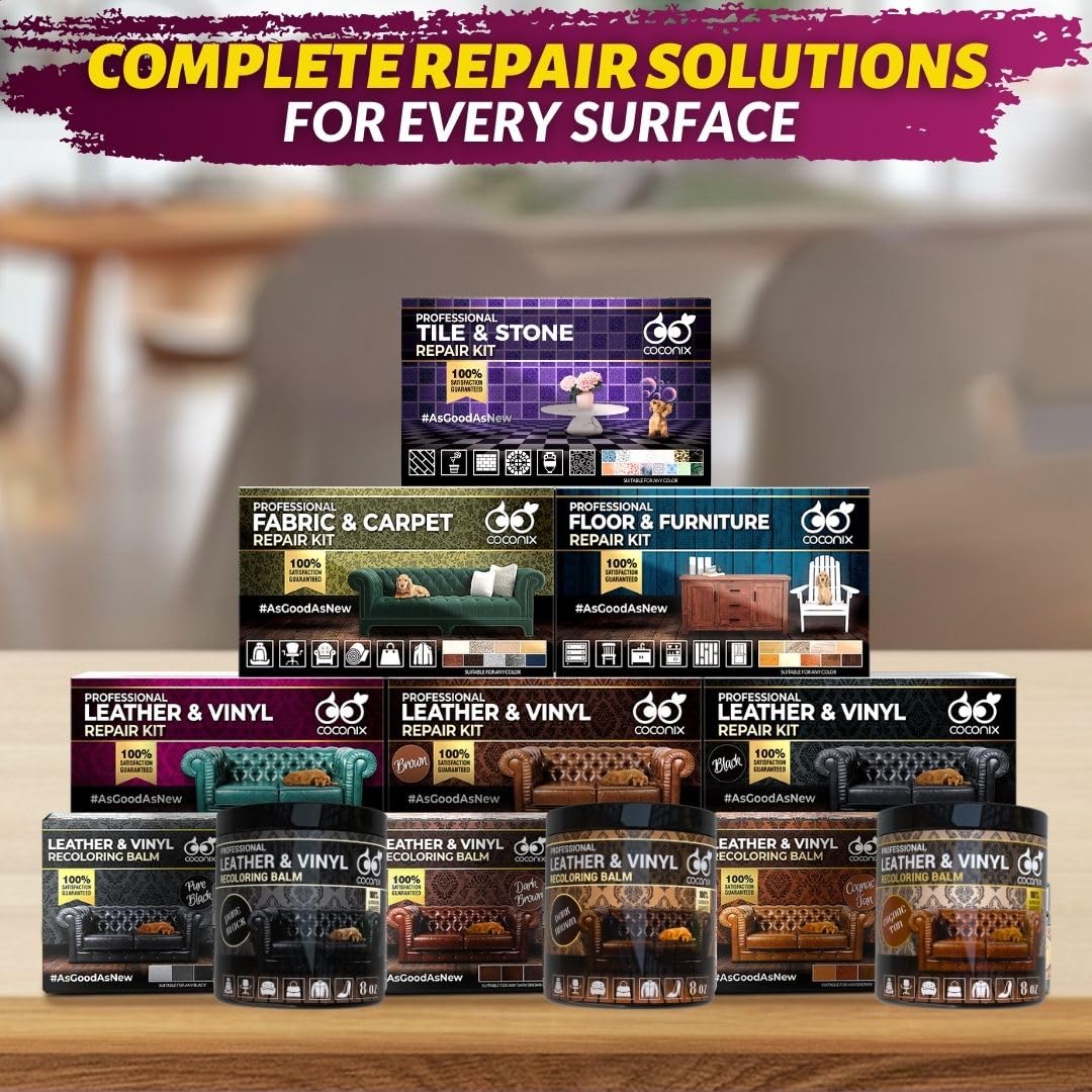 Coconix Leather & Vinyl Recoloring Balm - Dark Brown | Restore Faded, Worn, and Peeling Leather and Vinyl on Sofas, Chairs, and Car Seats | Vibrant Colors with Simple Application