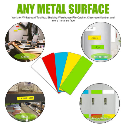 STTMGN Dry Erase Magnetic Labels (1x3,Pack of 60),Write On Magnets Sticker,Real Waterproof/Reusable for Classroom&Office&Cabinet&whiteboard&Fridge&More (White)