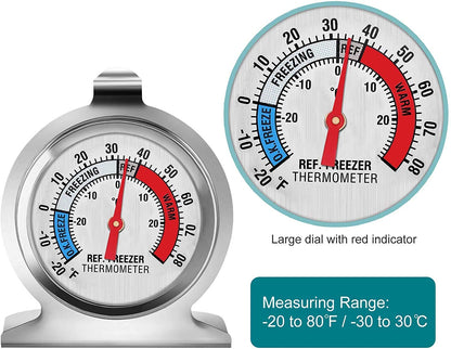 Refrigerator Thermometer, Large Dial Freezer Thermometer,Classic Series Temperature Thermometer for Refrigerator Freezer Fridge Cooler (5Pack)