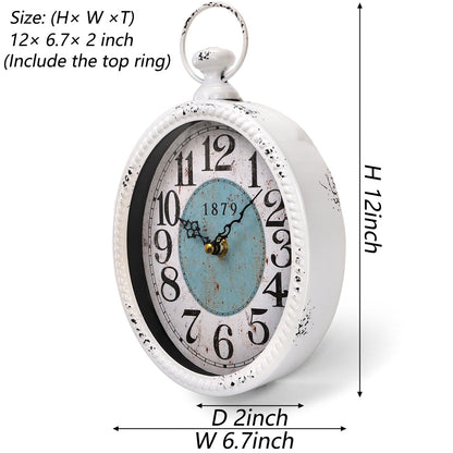 ZENFUN Oval Retro Wall Clock, Rustic Silent Clocks, Elegant Vintage Style, White Antique Design, Battery Operated Non Ticking Wall Clock for Kitchen,Farmhouse, Office(12" H x 6.7" W)