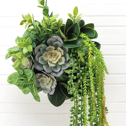 Airbin Pack of 17 Artificial Succulents Succulent Faux Succulent Floral Arrangement Picks Hanging String of Pearls Plant Three Dimensional Decoration Combination Flocking Realistic Succulents Plants