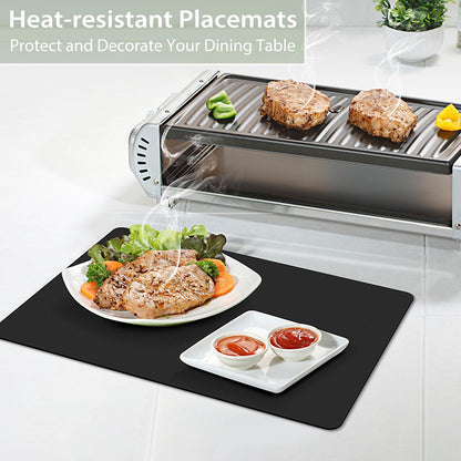 BARTHKIT Placemats Set of 6, Heat Resistant Luxury Leather Placemats Double Layer, Waterproof Table Mats Easy to Clean for Dining Room Kitchen Coffee Office Table, Black