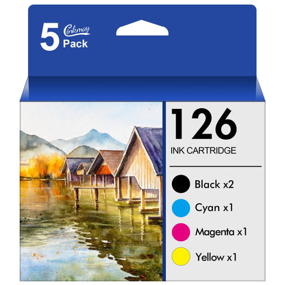 126 Ink Cartridges Replacement for 126 Ink Cartridges 126 T126 to use with Workforce 435 520 545 635 645 WF-3520 WF-3530 WF-3540 WF-7010 WF-7510 WF-7520 Stylus NX430 Printer (5 Pack)