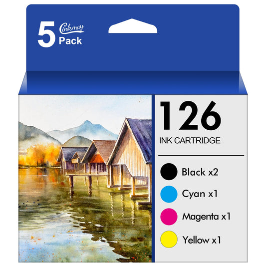 126 Ink Cartridges Replacement for 126 Ink Cartridges 126 T126 to use with Workforce 435 520 545 635 645 WF-3520 WF-3530 WF-3540 WF-7010 WF-7510 WF-7520 Stylus NX430 Printer (5 Pack)