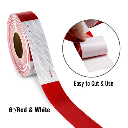 DOT-C2 Reflective Safety Tape 2 Inch x 200 Feet Red/White Conspicuity Tape for Vehicles, Trailers, Boats, Signs (200 FT)