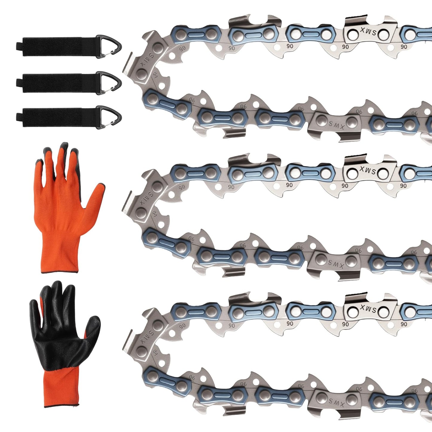 Anxingo 3 Pack 56 Drive Links Chainsaw Chain, 16 Inch 3/8" LP Pitch .043'' Gauge, Replacement for EGO