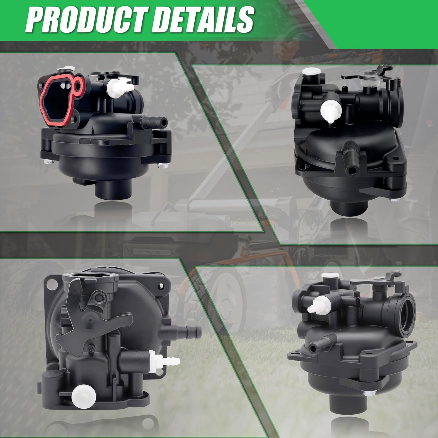 799583 Carburetor Replacement for Briggs Stratton 593261 595656 591979 Engines 450E 500E 550E 550EX Series 125cc 140cc Lawnmower with 595663 Air Filter Base 799579 Air Cleaner Foam Filter Kit A19