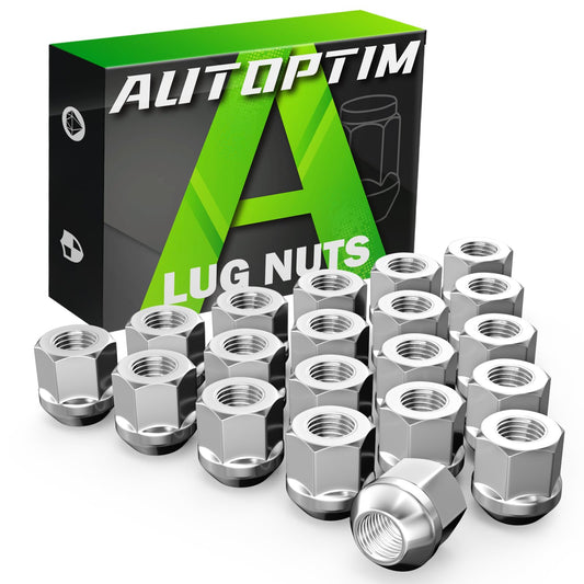 AUTOPTIM M12X1.5 Open End Lug Nuts - Replacement for Acura Honda Buick Chevy Toyota Lexus Ford Cadillac Aftermarket Wheel, Chrome 20PCS 3/4" Hex 0.84" Long by 0.9" Wide Lug Nuts