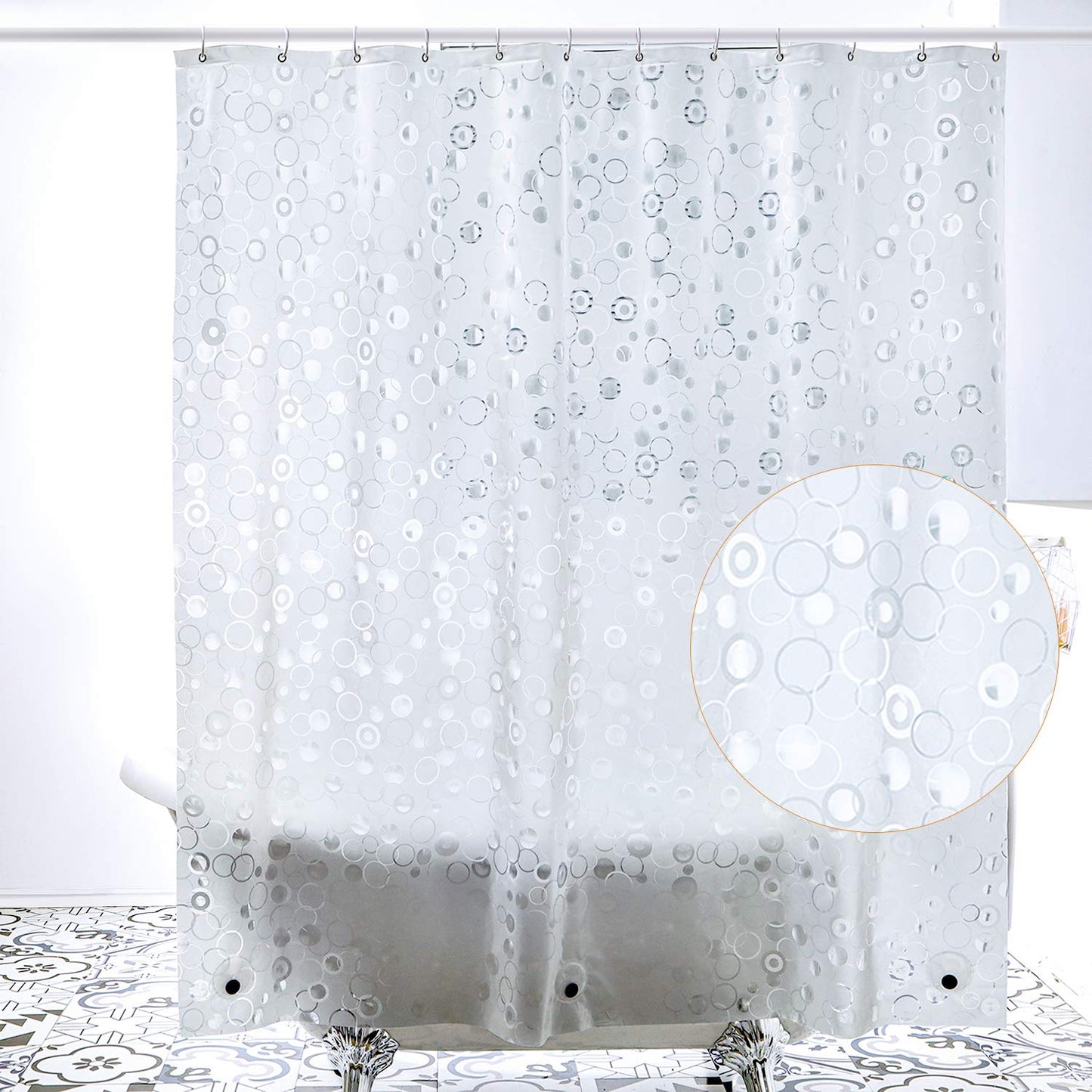 WELTRXE Shower Curtain Liner with Magnets, Shower Curtains Waterproof for Bathroom, Heavy Duty Shower Liner, Bathroom Curtains 72x72 Inch