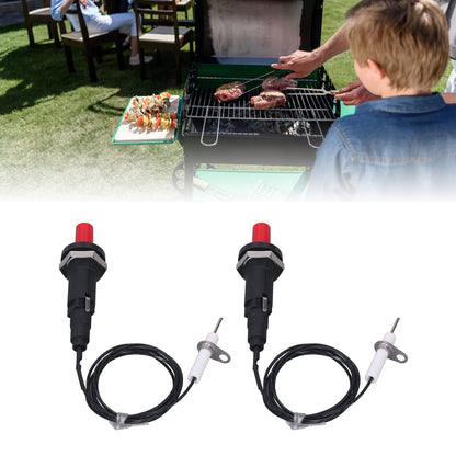 Push Button Piezo Igniter Piezo Spark Ignition 1 Out 2 Ignitor Electrode with 1 Meter Wire for Gas Stove Fireplace Oven Heater Barbecue Camping