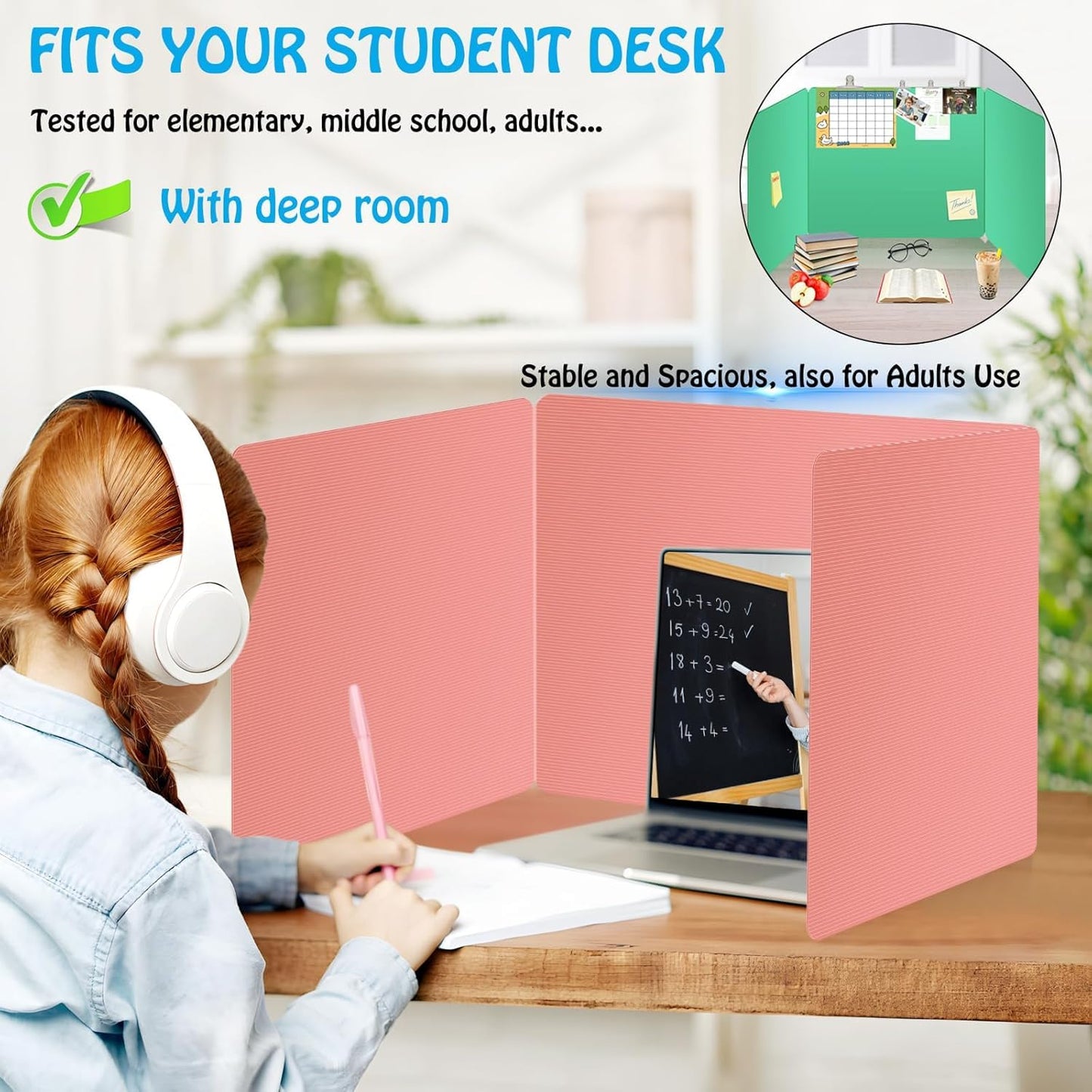 8 Pack Desk Dividers for Students Space Cardboard Privacy Boards Colorful Testing Dividers for Classroom Test Privacy Boards Study Divider for School Office Library Supplies, 8 Styles