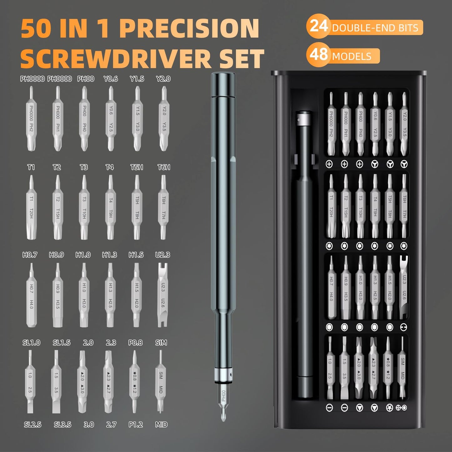 TenSine Small Precision Screwdriver Set,50 in 1 Professional Magnetic Mini Screwdriver Repair Tool Kit for PC,Computer,Laptop,Iphone,Cell Phone,MacBook,Tablet,Watch,Eyeglasses Electronic Ring Doorbell