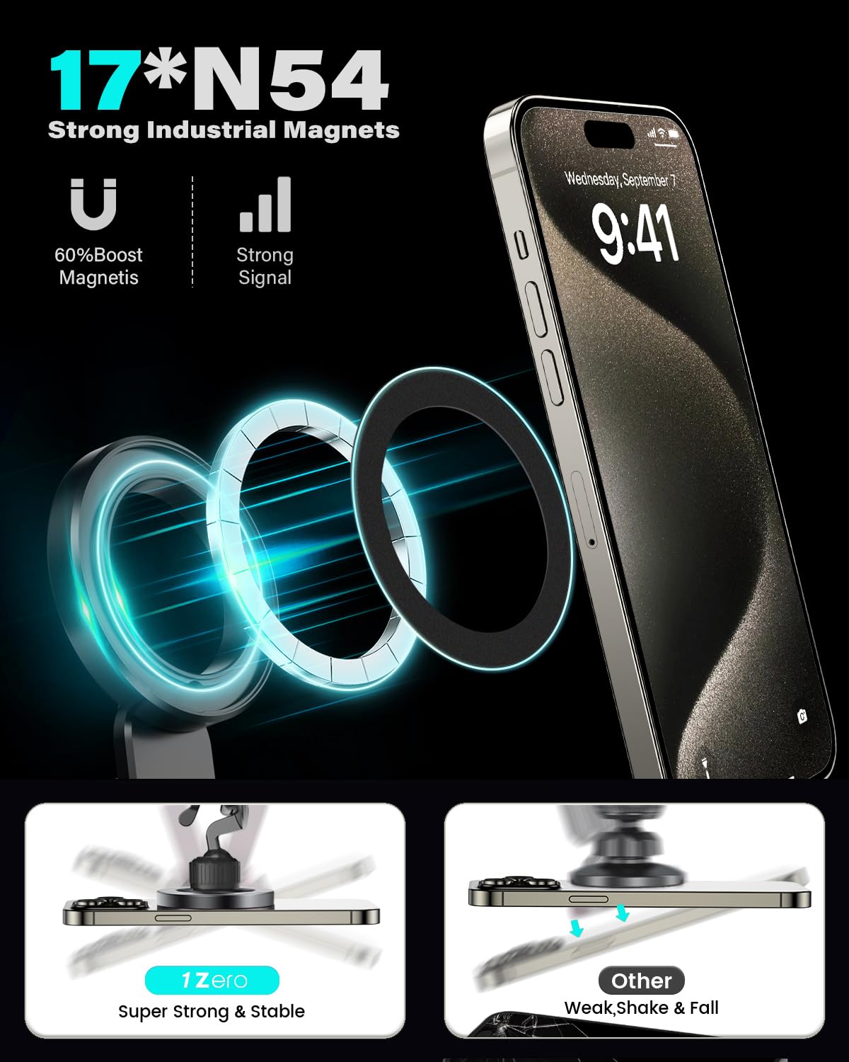 1Zero for Magsafe CD Phone Holder for Car [17 Strong Magnets] Magnetic CD Player Phone Mount, Hollow Socket CD Slot Phone Mount for iPhone 16 15 14 13 12 Series Pop Grip Ring Holder Magsafe Case