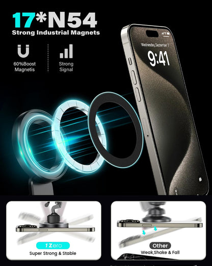 1Zero for Magsafe CD Phone Holder for Car [17 Strong Magnets] Magnetic CD Player Phone Mount, Hollow Socket CD Slot Phone Mount for iPhone 16 15 14 13 12 Series Pop Grip Ring Holder Magsafe Case