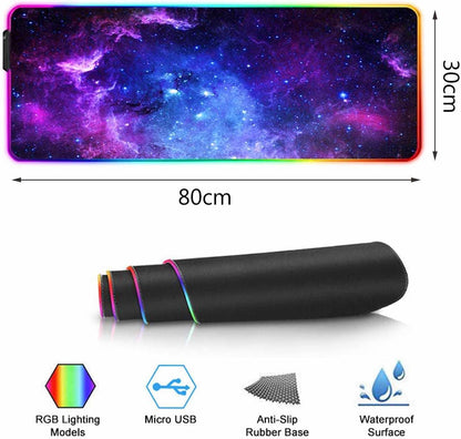 RGB Gaming Mouse Pad - Mousepad, XXL Extended 12 LED Modes Mouse Mat Non-Slip Rubber Base, Large Computer Keyboard Mousepad for Computers, PC, Laptop and Office, Desk Pad 31.5X 11.8in