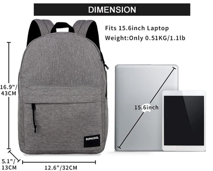 SUPACOOL Casual Laptop Backpack for Men and Women, Backpack for College, USB Charging Port, Lightweight Pack Back(Light grey)