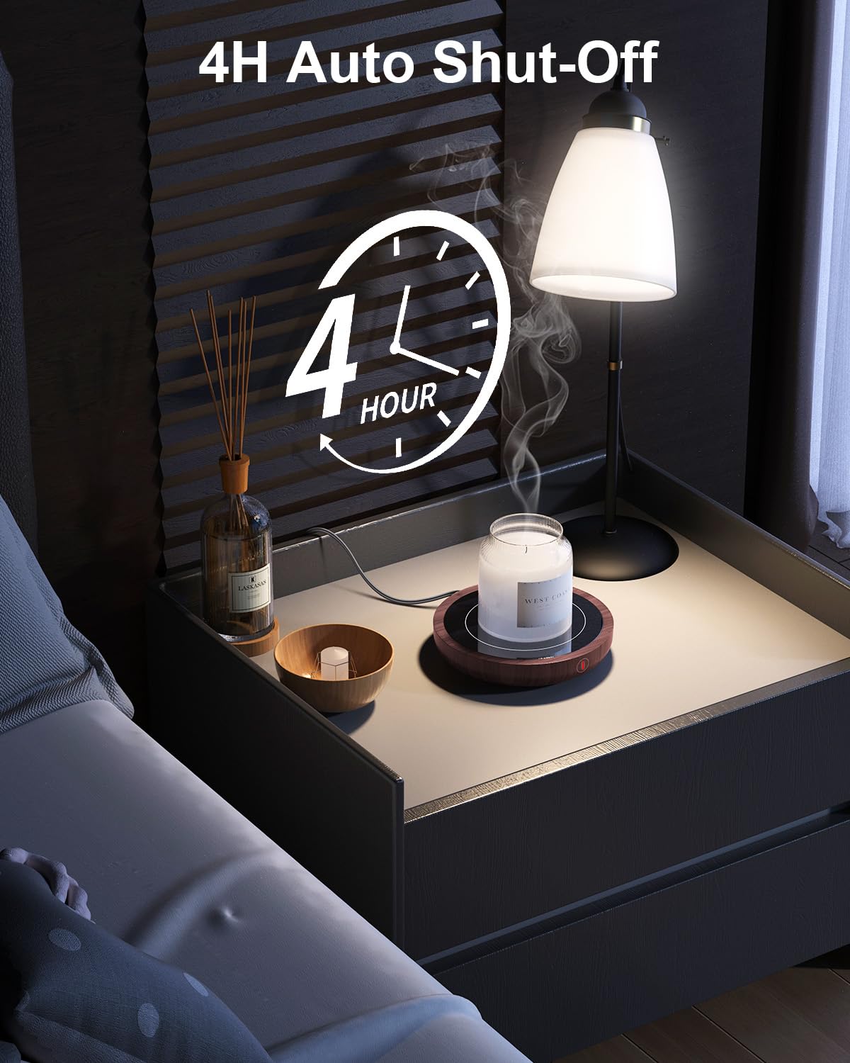 SWEETFULL Coffee Mug Warmer, 36W Electric Cup Warmer for Desk with 3-Temp Settings Advanced Temperature-Controlled Heating Coffee Gifts Accessories for Women Men Milk, Tea, Candle (Wood)