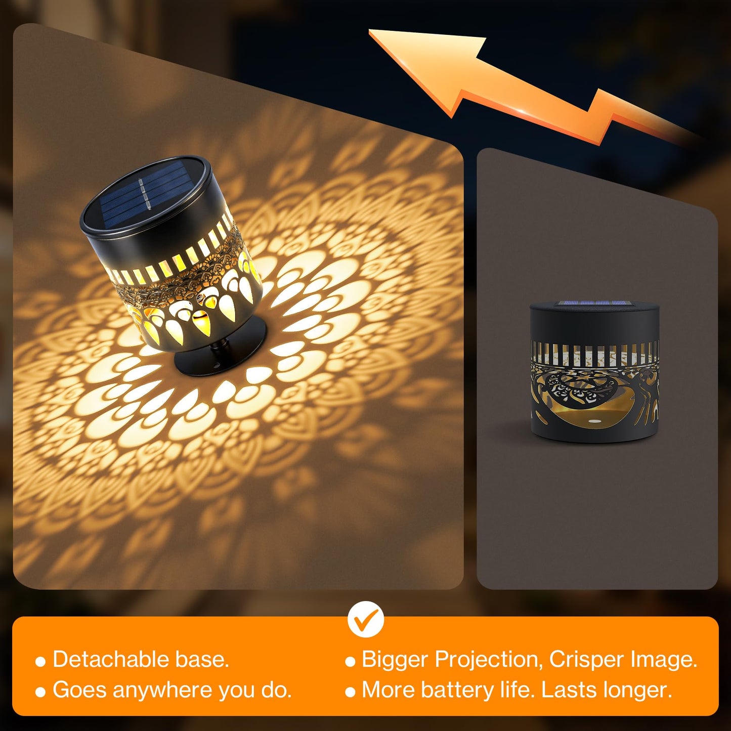 Solar Fence Lights 2 Pack, Outdoor Deck Step Wall Lights, Metal Waterproof LED Warm Yellow Light for Garden Post Patio Backyard Yard Decor (Peacock Feather-2, 2)