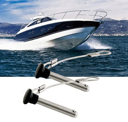 Diameter 3/16" Stainless Steel Black Nylon Head Pull Pin With Lanyard - Marine Bimini Top Pins for Swivel Ball Deck Hinge Quick Release (6)