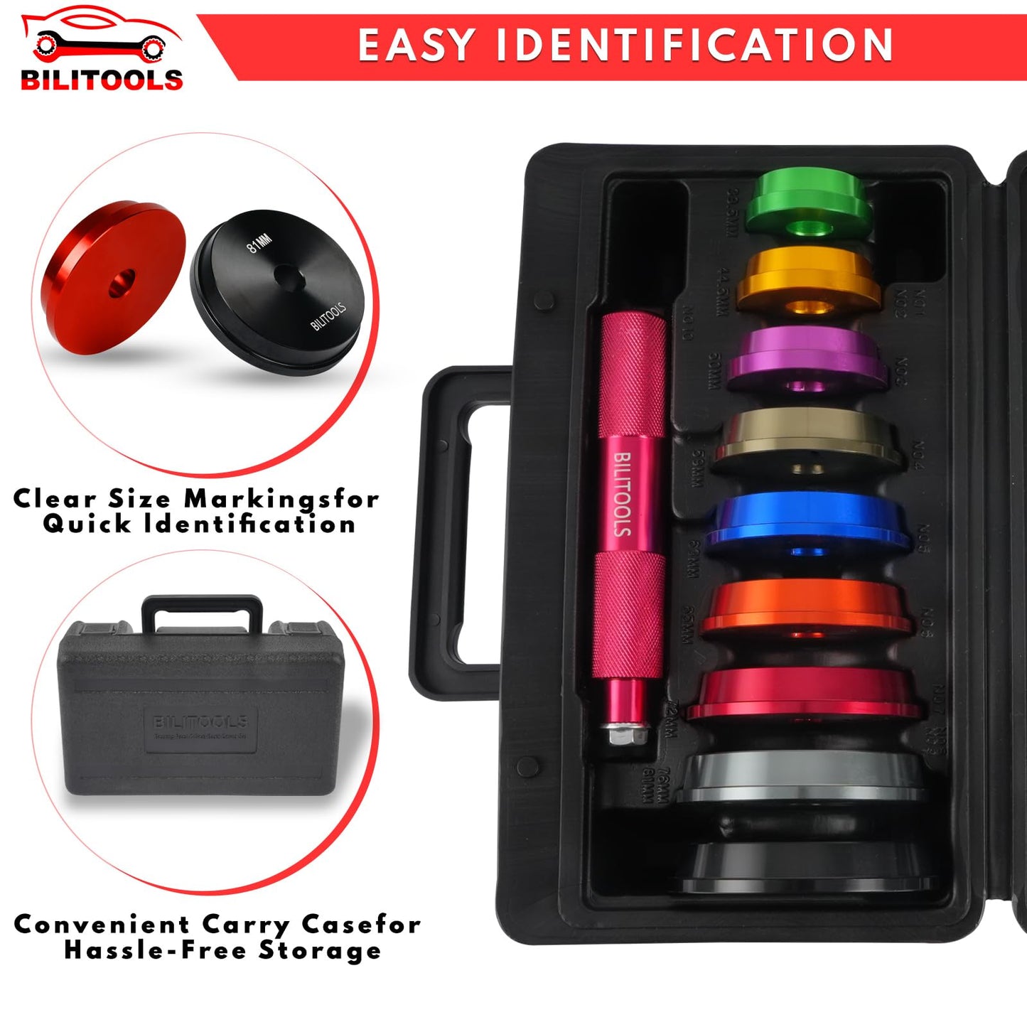 BILITOOLS Bearing Press Kit, 10 Piece Bearing Race and Seal Driver Set, Seal Driver Installer Set for Bearing Installation