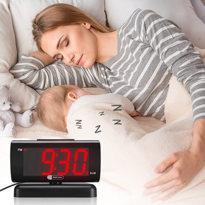 ZOOS Alarm Clock for Bedroom, Large LED Digital Clock for Seniors, Dimmable Simple Alarm Clocks for Bedrooms, Volume Adjustable/Snooze/Battery Backup/Swivel Base Gift for Men Women Elderly Home Office
