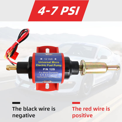 CarBole Micro Electric Gasoline Fuel Pump Universal 5/16 inch Inlet and Outlet 12V 1-2A 35GPH 4-7 P.S.I. Operating Fuel Pressure