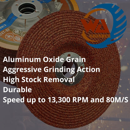 WA GRINDER 10PACK - 4" x1/4" x5/8" Depressed Center Grinding Wheel for Angle Grinder Metalworking Grinding Disc 4 Inch Diameter, 1/4 Inch Thickness, 5/8 Inch Arbor (Red)