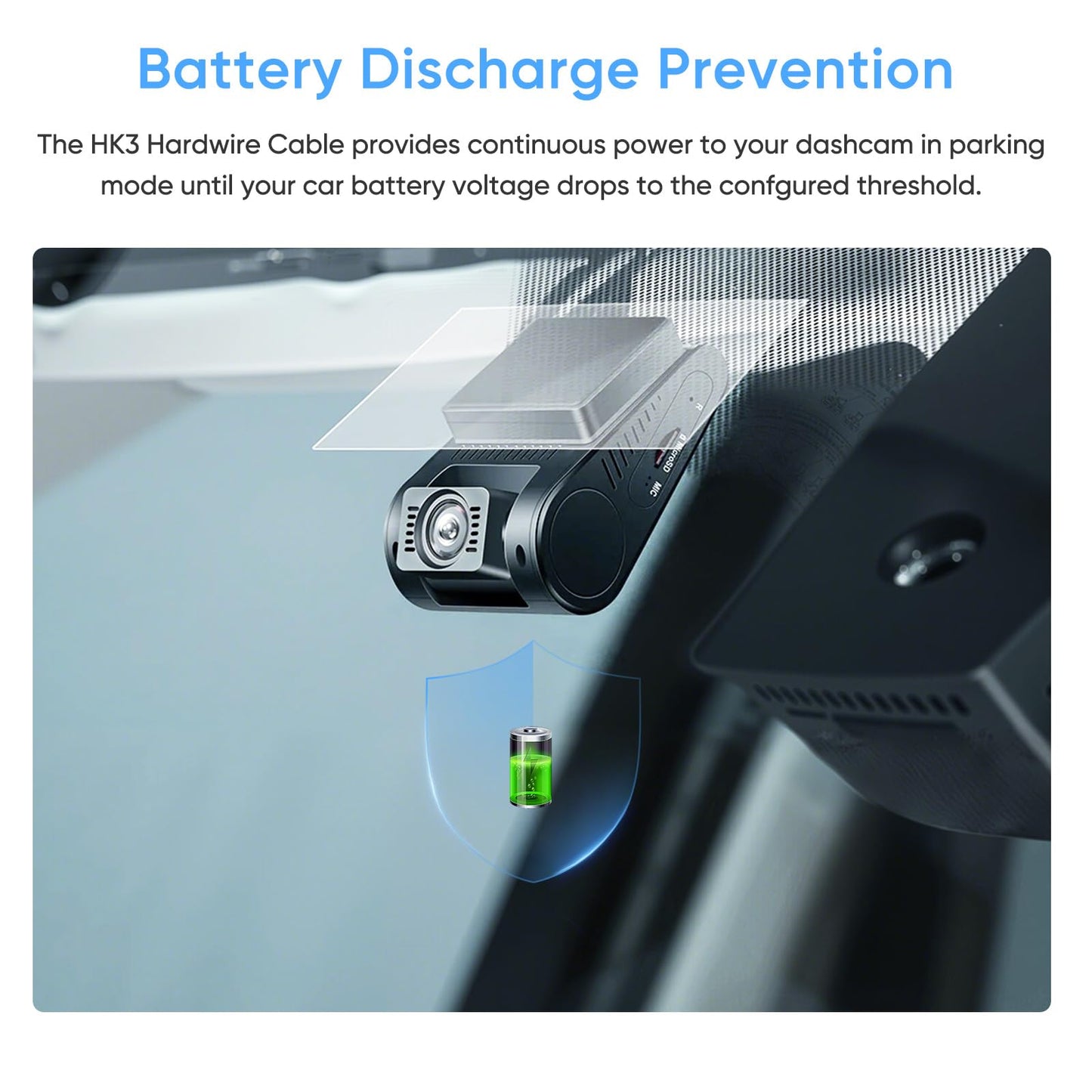 VIOFO HK3 Acc Hardwire Cable for A129, A129Plus, A129 PRO, A129IR, A119 V3, Enables Parking Mode, Low Voltage Protection (Fuse Tap Not Included)