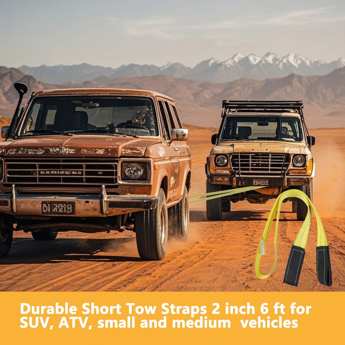 AsgenoX 2 Pack 2 "x6' Tow Strap with Reinforced Loops Vehicle Recovery Rope 18,000 lbs Pound Capacity Recovery Strap