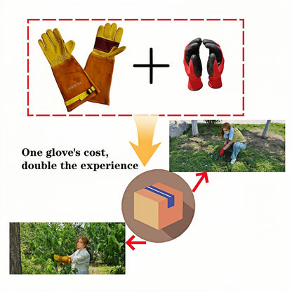 wfkwcxw Rose Bush Weeding Poison Ivy and Cactus Gloves for Adults, Long Garden Gloves Thorn Proof, Thoughtfully Paired with Rubber Gloves, Yellow, Large