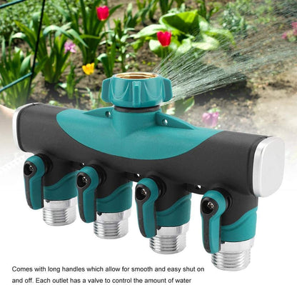 VASLON Hose Spliter 4 Way Garden Hose Splitter Heavy Duty Water Hose Adapter Connector 3/4" Hose Faucet Manifold,Ideal for Lawns,Garden,Drip Irrigation