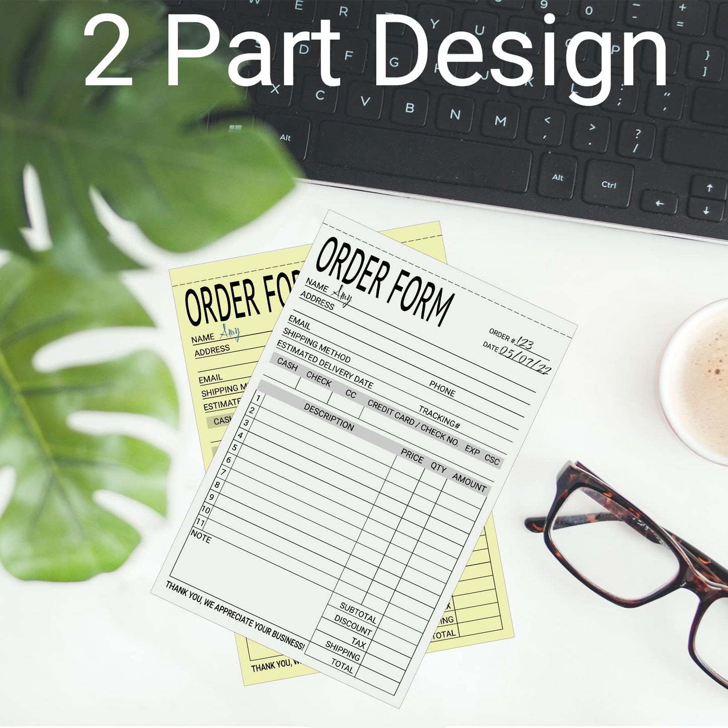 suituts 6 Pack Sales Order Books Work Order Form Pads, 2 Part Carbonless, 5.5 x 8.5 Inch Invoice Receipt Book for Business(50 Sets Per Book)