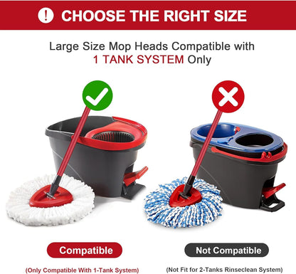 4 Pack Spin Mop Replacement Head with 1 Rotating Mop Base, EasyWring Mop Refills Compatible with Vileda Mop Replace Head, 100% Microfiber Mop Refill, Deep Cleaning Machine Washable and Easy to Replace