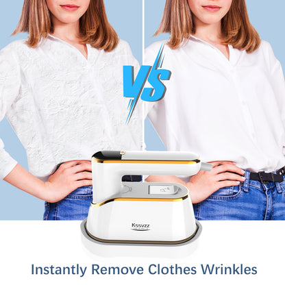 Portable Travel Steamer for Clothes with LCD Display, 4 Mode 1200W Steam Iron 2 in 1, 180° Foldable Mini Iron, Handheld Steamer for Clothes, Garment Steamer for Home, Dorm, Travel, 110V ONLY (White)