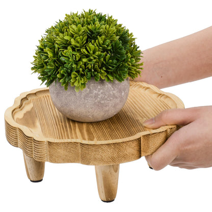 Covzoe 2 Pack Wood Plant Stand, 8.5 Inch Small Plant Display Risers for Decor, Farmhouse Plant Flower Pot Holder, Wooden Pedestal Stand for Garden, Patio, Home, Kitchen, Bathroom